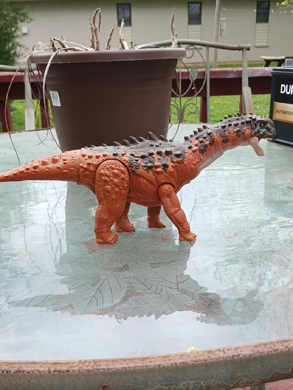 Orange and Black Armored Dinosaur Reptile Toy - Realistic Figure